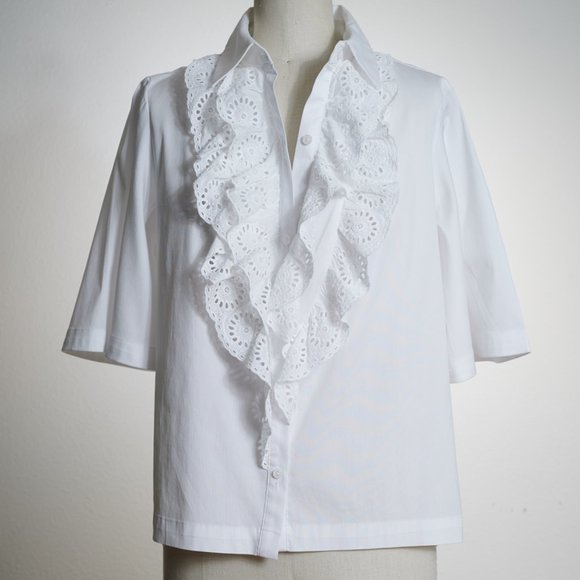 WHBM: Ruffle-Front Poplin Blouse - Picture 4 of 7